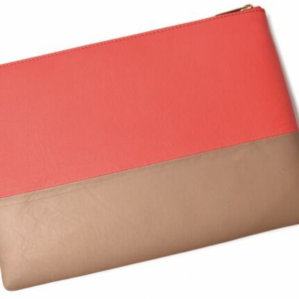 Celine Clutch Pouch Clutch Bag Ipad Case Bicolor Primary Red Beige - Picture 3 of 8